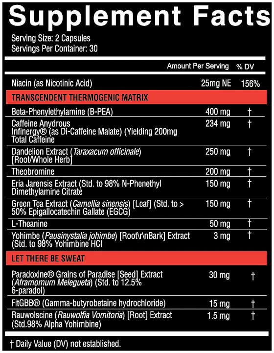 Nutrifitt symbiote extreme thermogenic 60caps Informacion nutricional
