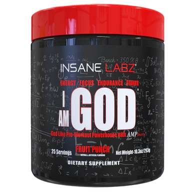 Insane Labz I Am God Pre Entreno 25 Servicios Ponche de Frutas