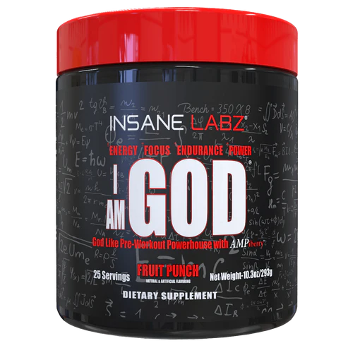 Insane Labz I Am God Pre Entreno 25 Servicios Ponche de Frutas