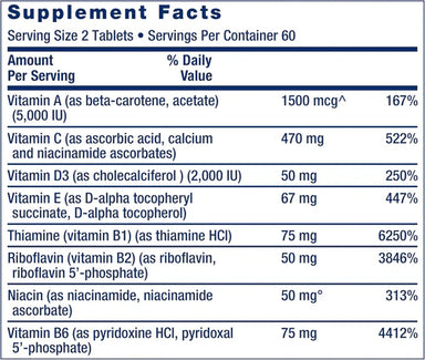 Life Extension Two-Per-Day Multivitaminico 120 Cápsulas Informacion nutricional 3