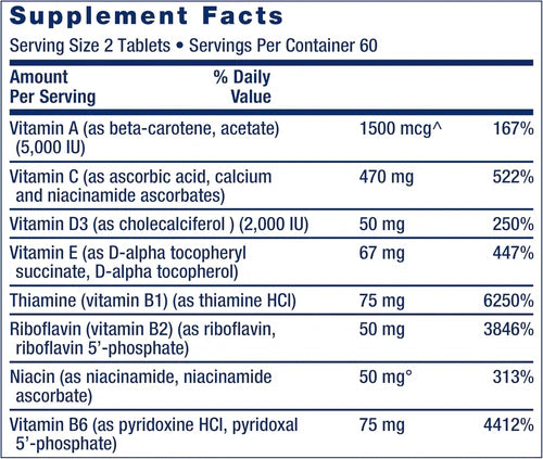 Life Extension Two-Per-Day Multivitaminico 120 Cápsulas Informacion nutricional 3