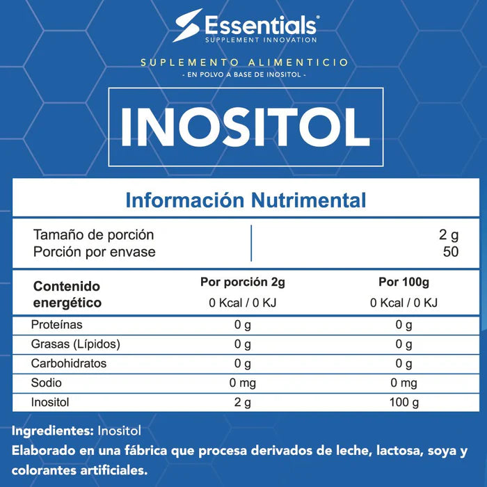 Essentials Inositol 100 Gr informacion nutricional