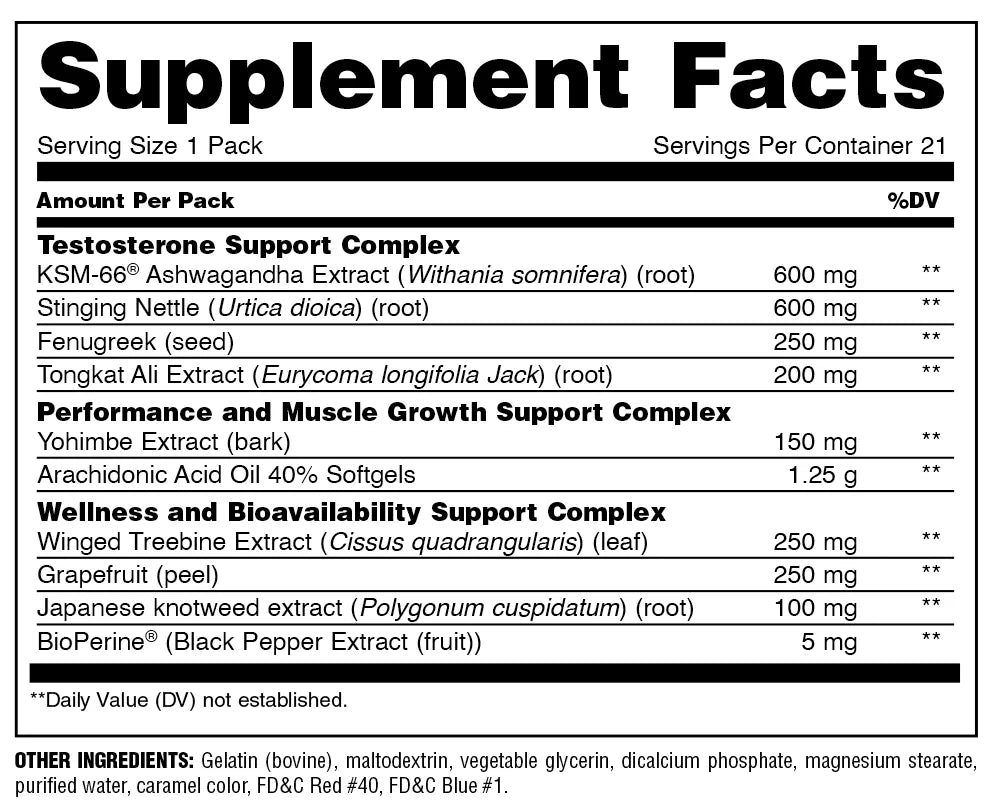 Universal Animal Test 21 packs informacion nutriciona