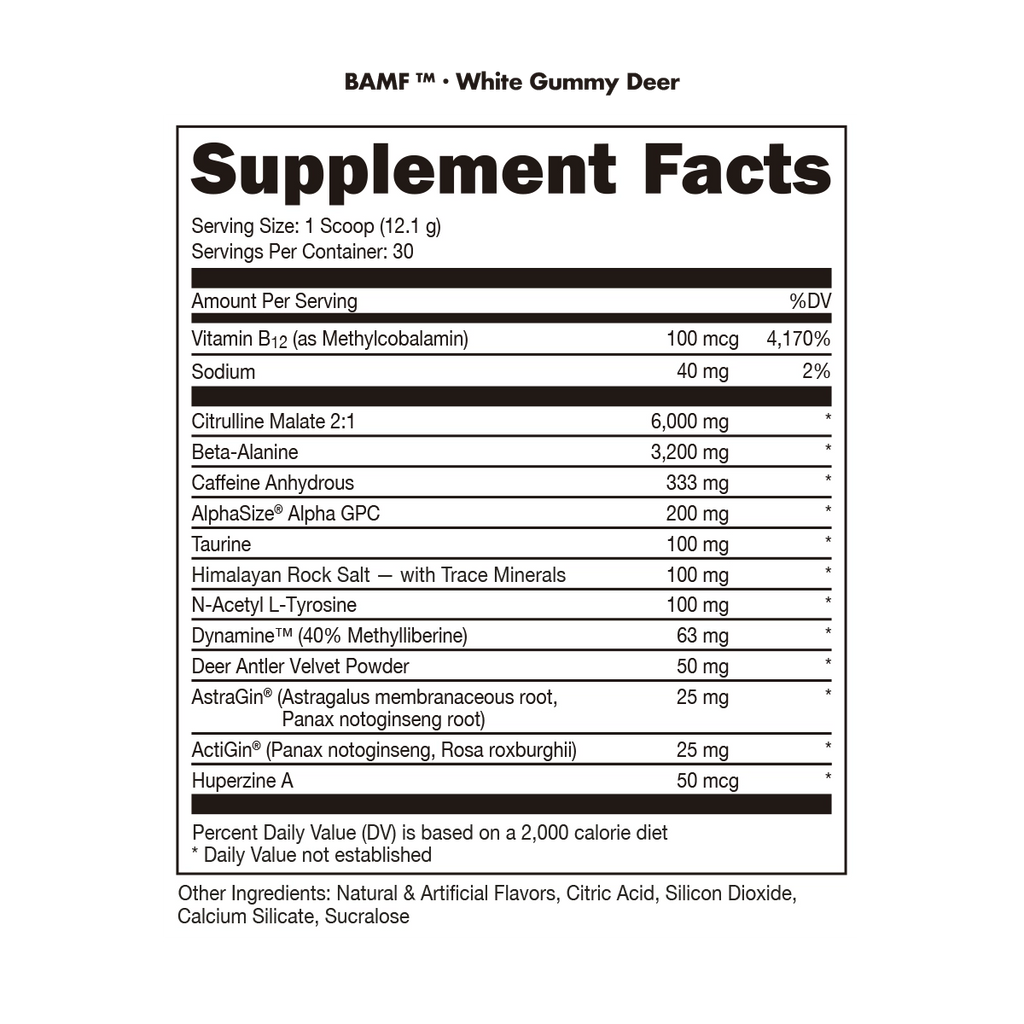 Bucked Up Bamf Pre Entreno 30 Servicios Informacion nutricional