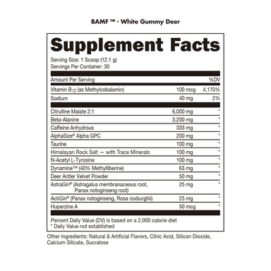Bucked Up Bamf Pre Entreno 30 Servicios Informacion nutricional