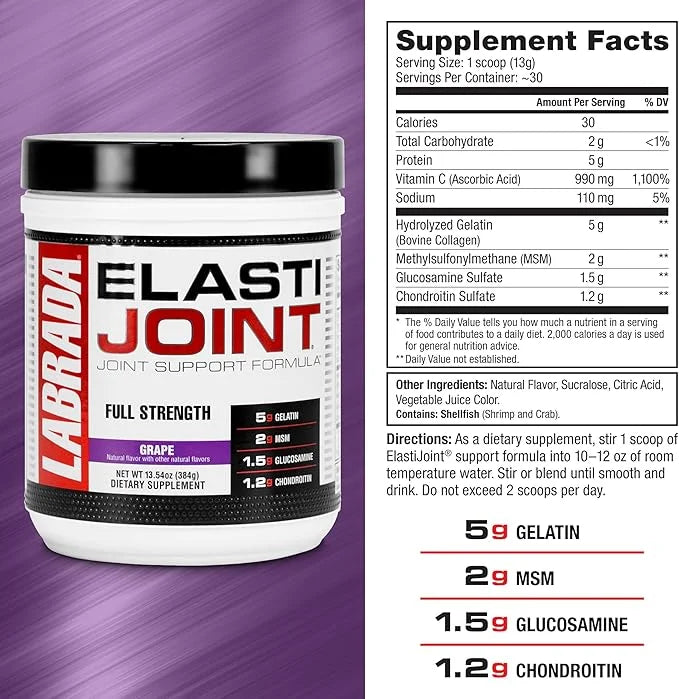 Labrada Elasti Joint Glucosamina 28 Servicios informacion nutricional