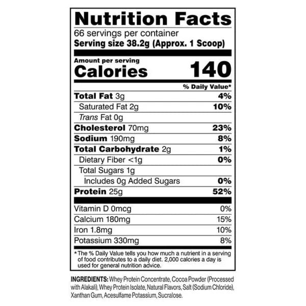 Cellucor C4 Whey Protein 5 Lbs 66 servicios Informacion nutricional