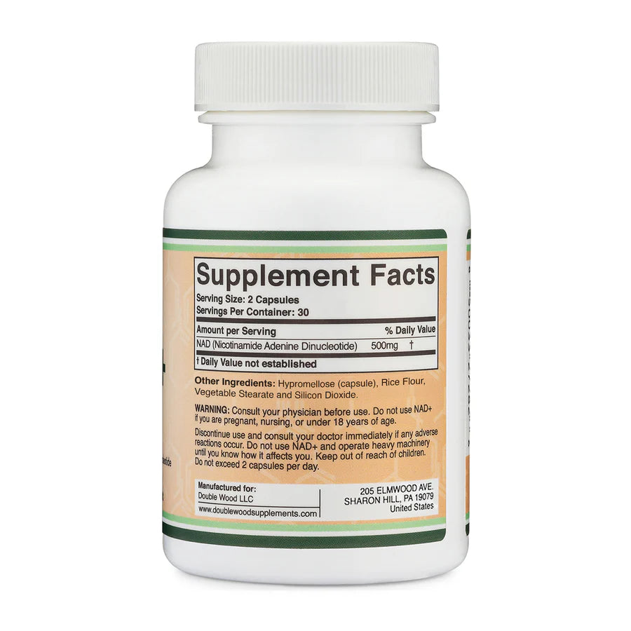 Double Wood NAD+ 500mg 60 Capsulas informacion nutricional 2
