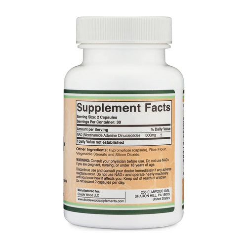 Double Wood NAD+ 500mg 60 Capsulas informacion nutricional 2