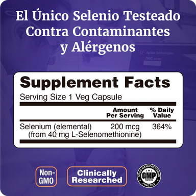 Now Foods Selenium 200 mg 90 Capsulas Portada informacion nutricional