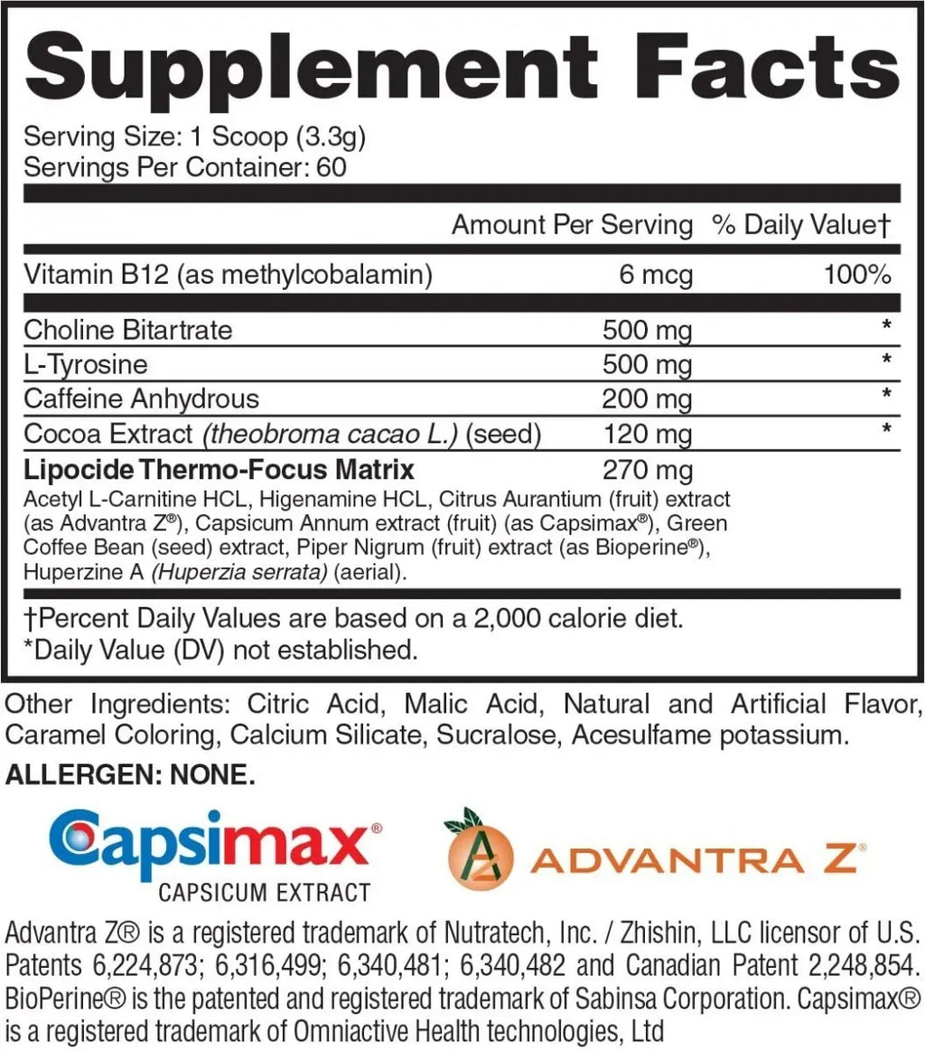Evogen Lipocide Xtreme 60 Capsulas Informcacion nutricional 2