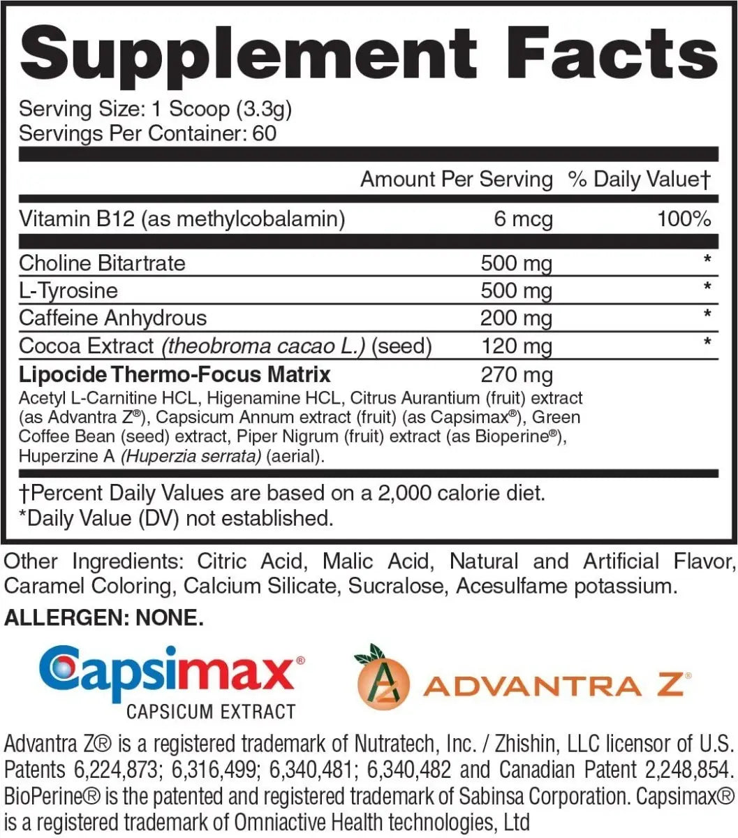 Evogen Lipocide Xtreme 60 Capsulas Informcacion nutricional 2