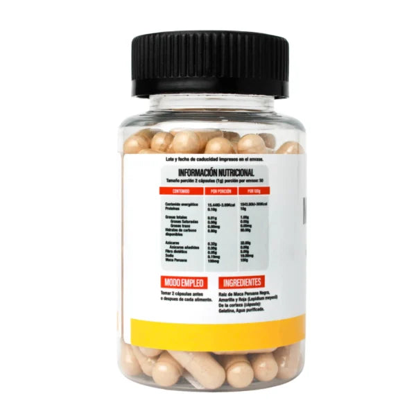 Superlabs Nutrition Maca Peruana Premium 500 mg 100 Capsulas Informacion nutricional