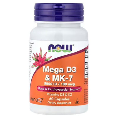 Now Foods Mega D-3 & MK-7 5000 IU/180mg 60 Capsulas