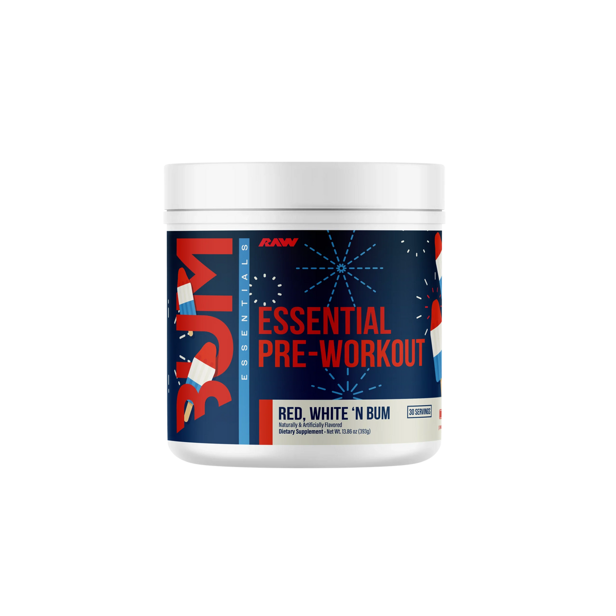 Raw Nutrition Bum Essentials Pre Entreno 30 Servicios Red, white n bum
