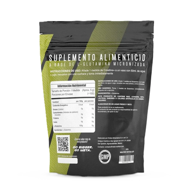 Meta nutrition Glutamina 100 servicios informacion nuricional