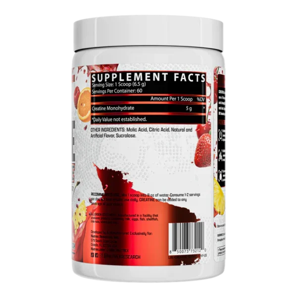 Nutrex Creatrina Monohidratanda 390gr 60 Servicios Informacion nutricional