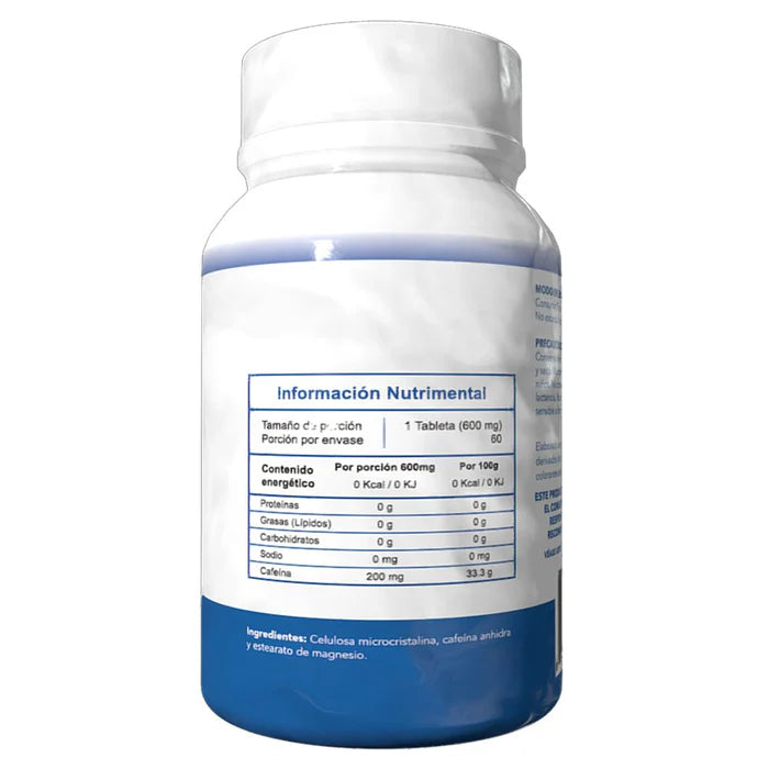 Essentials Cafeina 60 Capsulas informacion nutricional