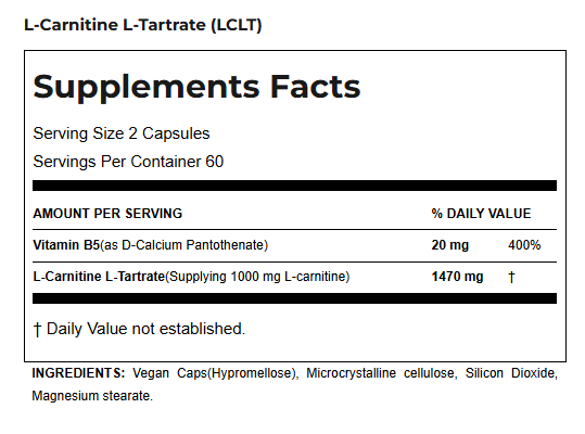 Allmax L- Carnitina 120 Capsulas informacion nutricional