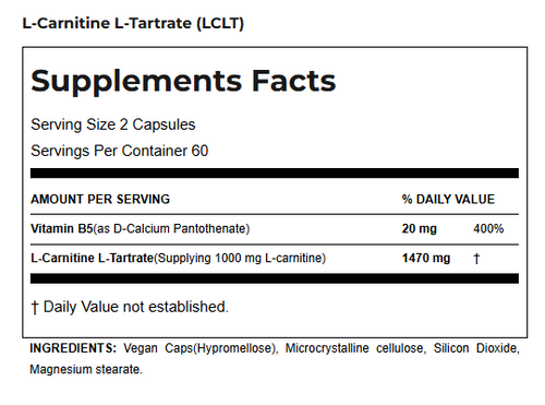 Allmax L- Carnitina 120 Capsulas informacion nutricional