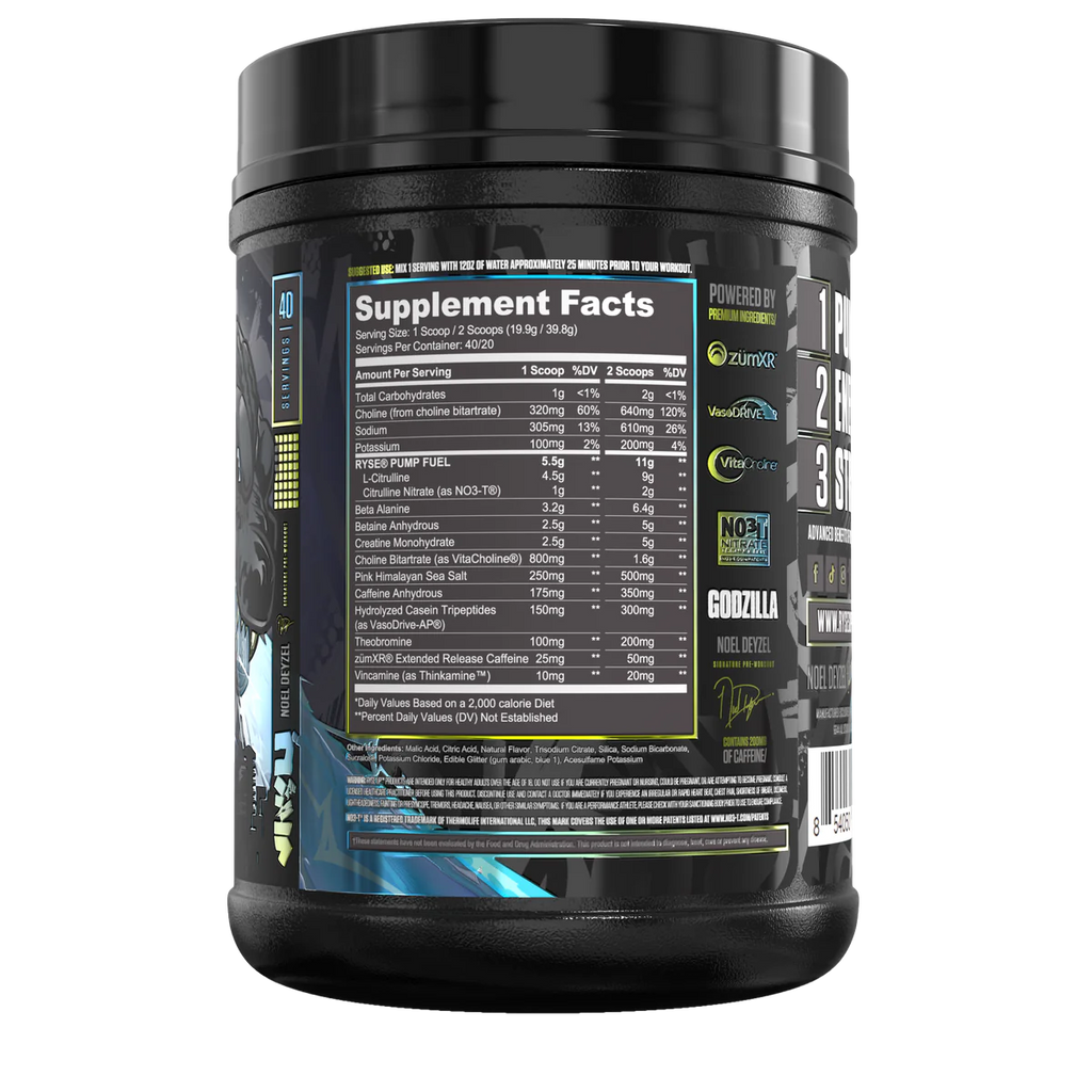 Ryse Godzilla Pre Entreno 40/20 Servicios Ryse Godzilla Pre Entreno 4020 Servicios informacion nutricional