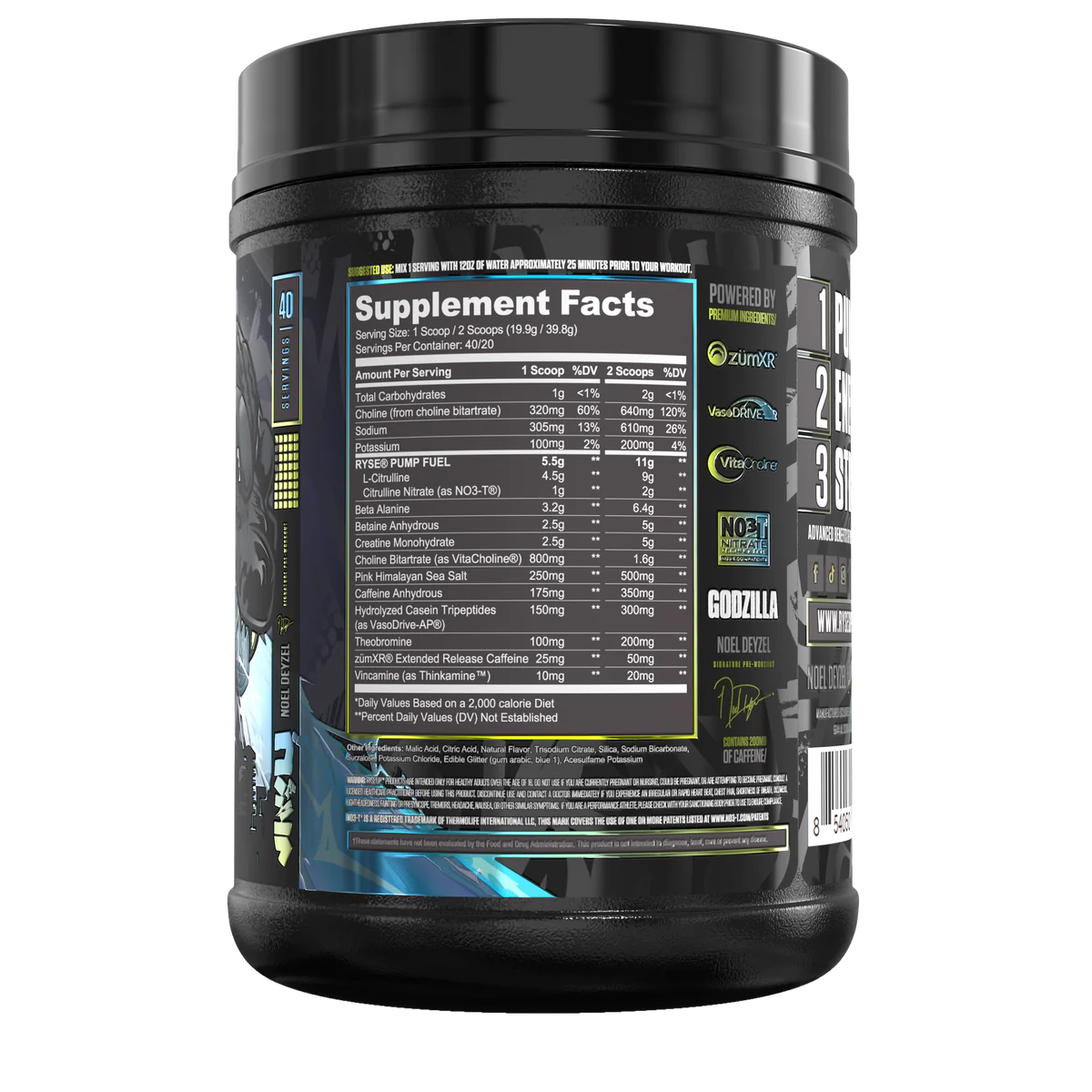 Ryse Godzilla Pre Entreno 40/20 Servicios Ryse Godzilla Pre Entreno 4020 Servicios informacion nutricional