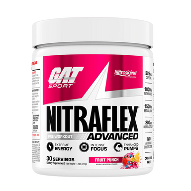 GAT Sport Nitraflex Advance Pre Entreno 30 Servicios fruit punch