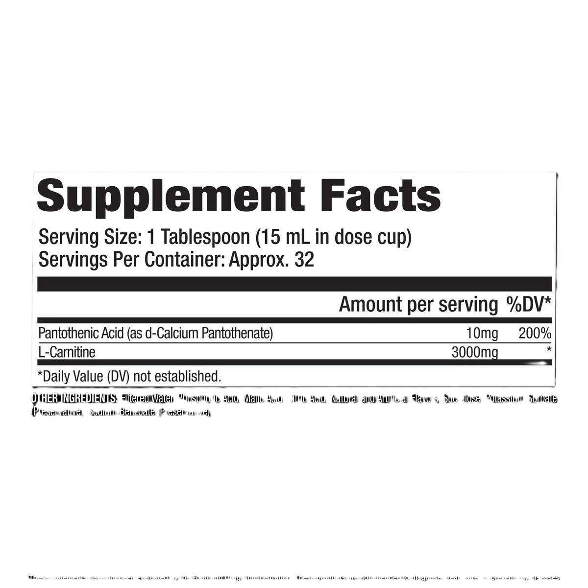 GAT Sport L-Carnitina 3000mg 473 ml 32 Servicios informacion nutricional
