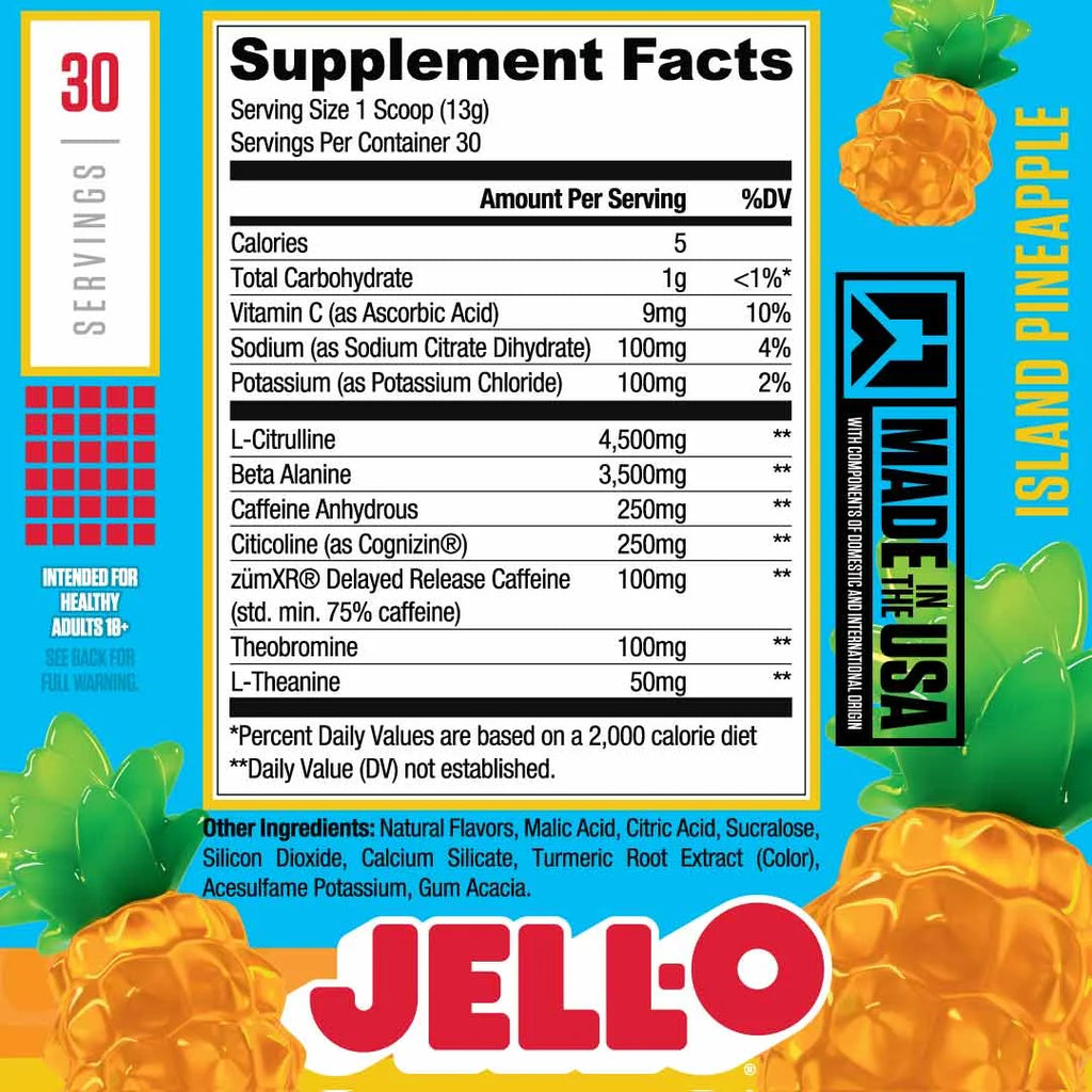 Ryse Loaded Pre Entreno Jello Lemon Lime 390gr 30 Servicios informacion nutricional