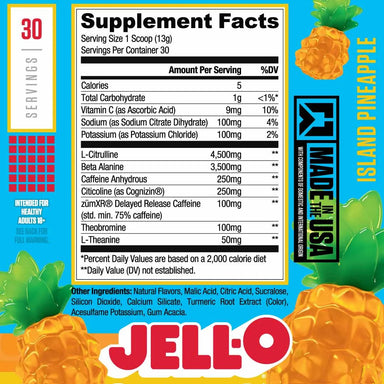 Ryse Loaded Pre Entreno Jello Lemon Lime 390gr 30 Servicios informacion nutricional