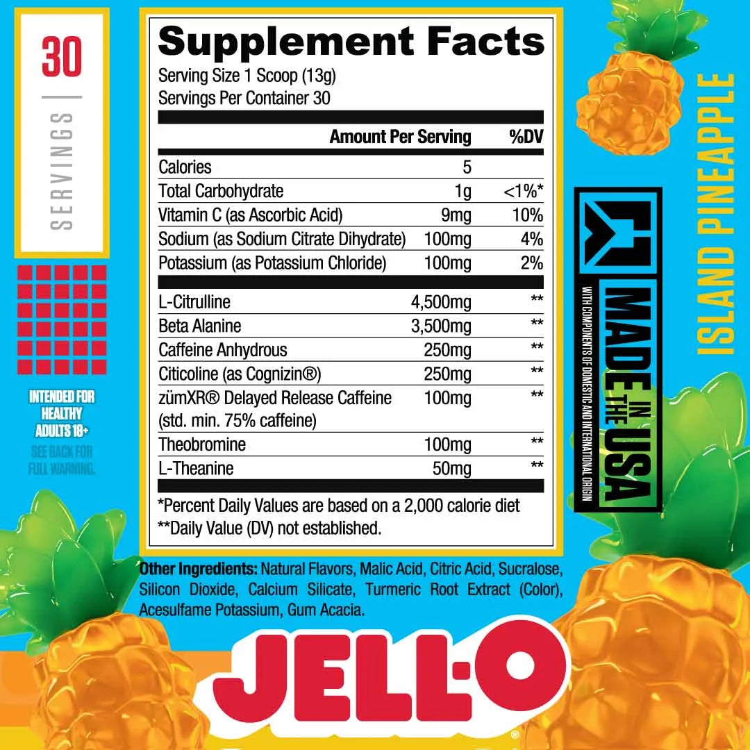 Ryse Loaded Pre Entreno Jello Lemon Lime 390gr 30 Servicios informacion nutricional