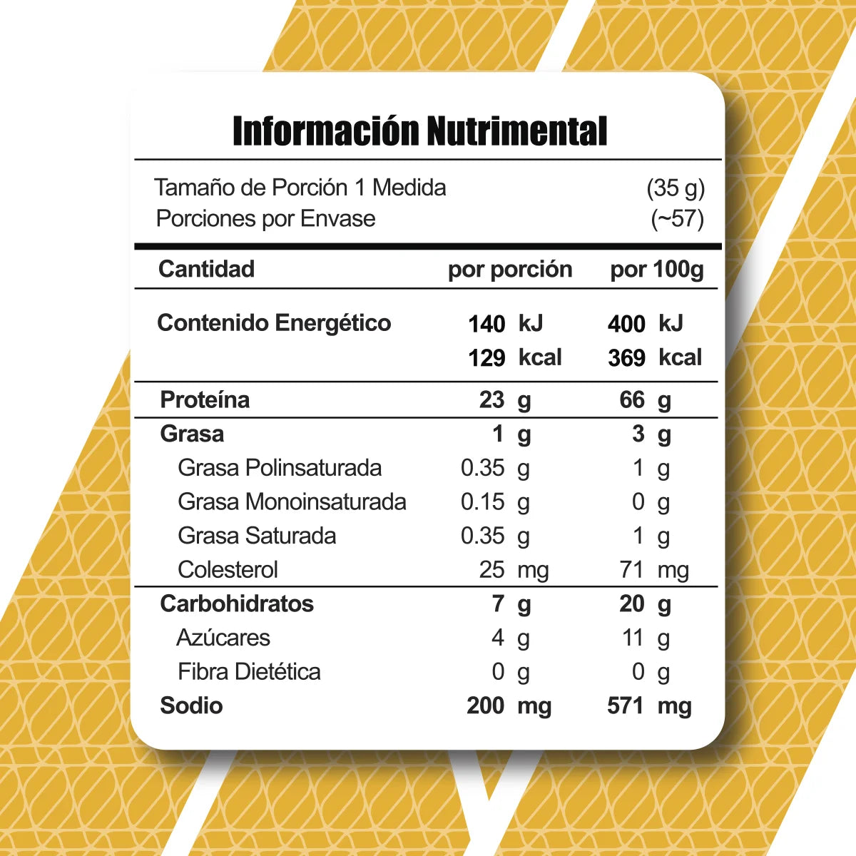 Meta Nutrition Full Protein 4.4 libras Informacion Nutricional