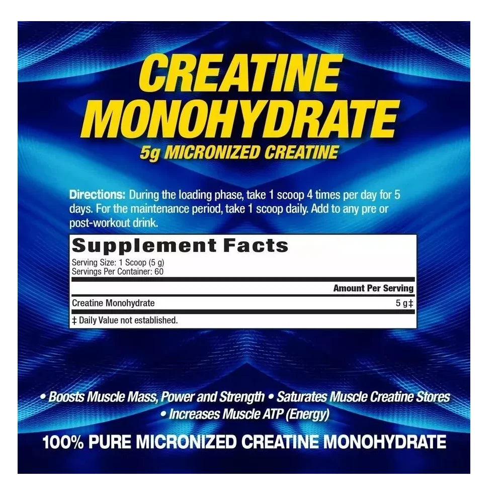 MHP Creatina Monohidratada 300gr informacion nutricional