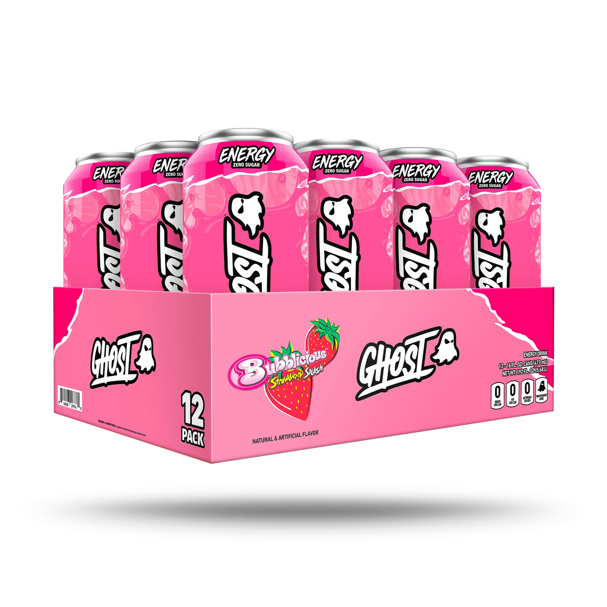 Ghost Energy Drink 16Oz 12 Pack Bubblicious Strawberry