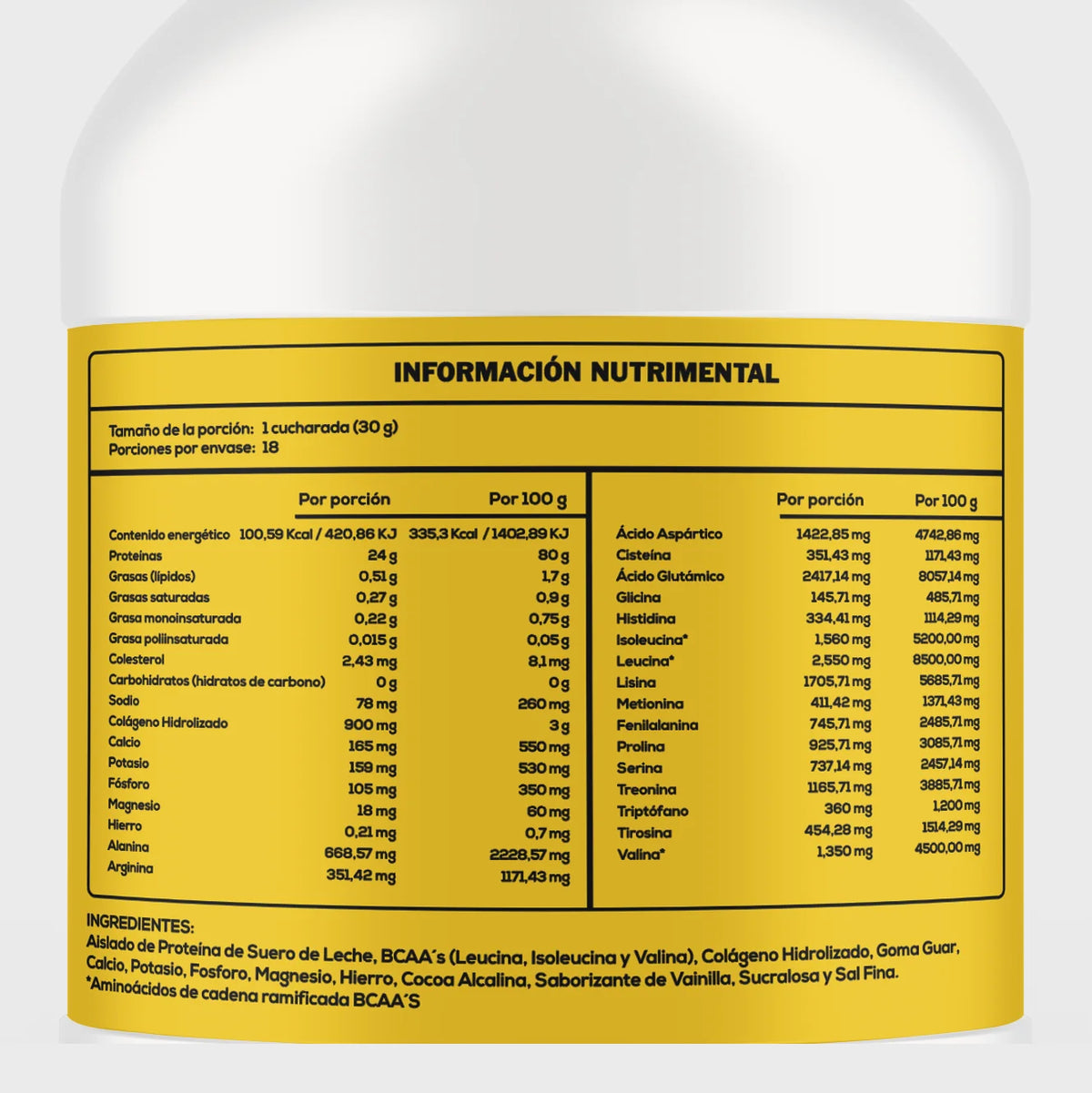 CaroFit Proteina 550gr 18 Servicios informacion nutricional