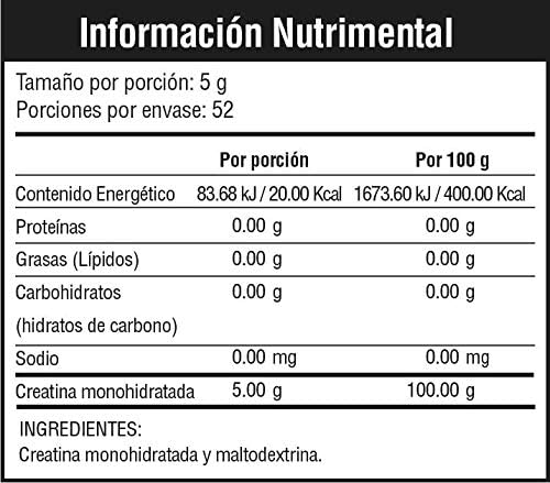 Musclefit Boost Creatina 52 servicios informacion nutricional