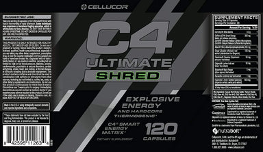 43 Supplements Creatina Monohidratada 1 Kg 200 Servicios Cellucor C4 Ultimate Shred 120 Cápsulas Pre Entreno INFORMACION NUTRICIONAL