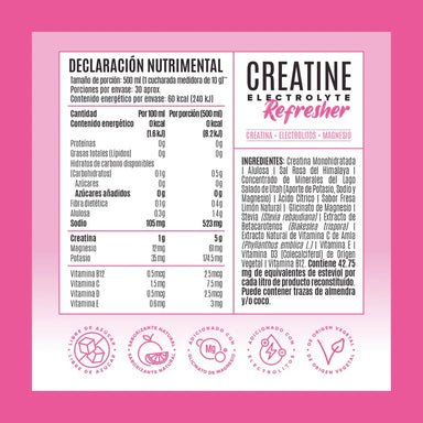 Birdman Creatina Electrolyte 300gr informacion nutricional