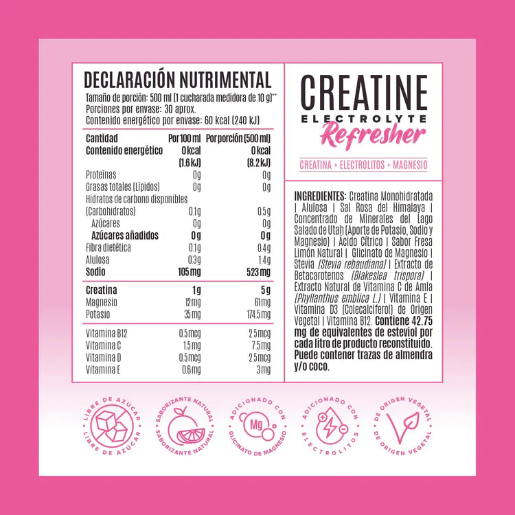 Birdman Creatina Electrolyte 300gr informacion nutricional