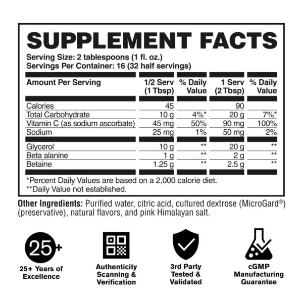 GAT Sport Nitraflex Glicerol 473ml 16/32 Servicios Sin Sabor Informacion nutricional