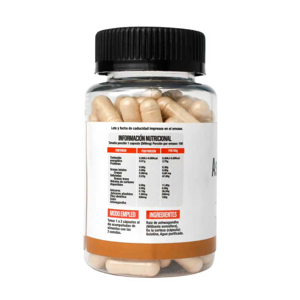 Superlabs Nutrition Ashwagandha 500mg 100 capsulas Informacion nutricional