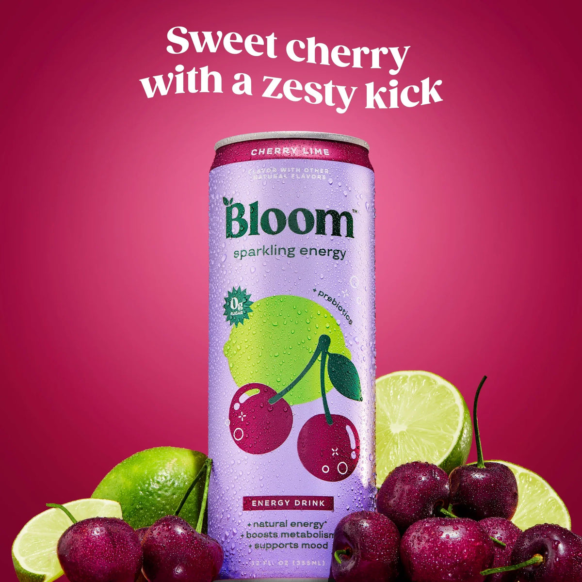 Bloom Sparkling Energy 12oz 12 pack Cherry Lime