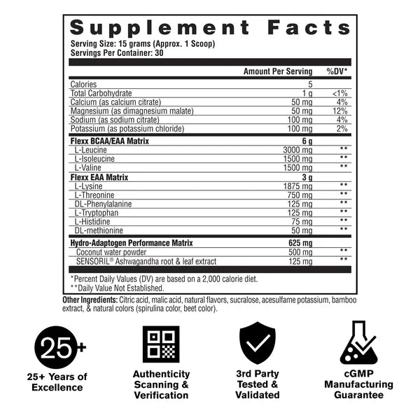 Gat Flexx Eaas + Hidratación 30 Servicios Informacion nutricional