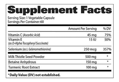 GAT Sport Liver Cleanse 60 capsulas informacion nutricional