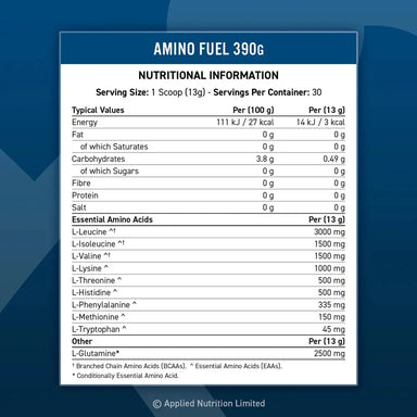 AN Amino Fuel Ultimate EAAs 30 Servicios. Aminoácidos Informacion nutricional