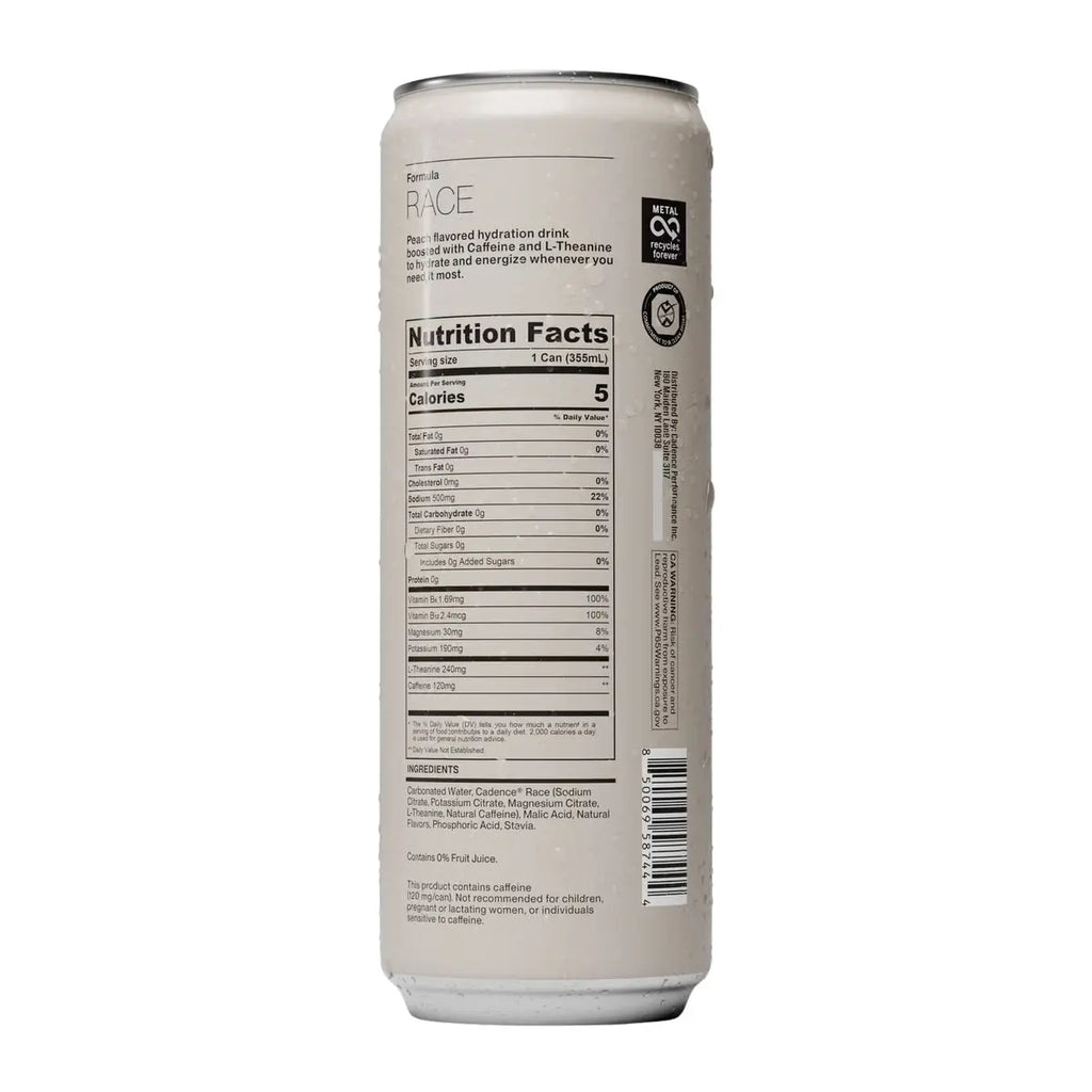 Cadence Race Bebida Energetica e Hidratante 12 Pack Informacion nutricional