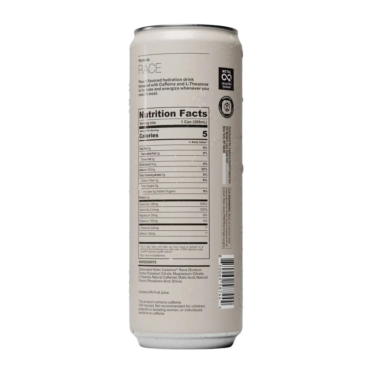 Cadence Race Bebida Energetica e Hidratante 12 Pack Informacion nutricional