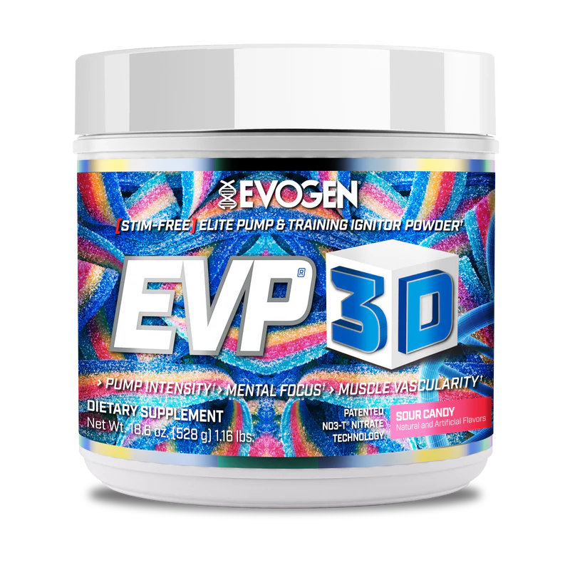 Evogen Evp 3D Stim Free Pre Entreno 40 Servicios sour candy