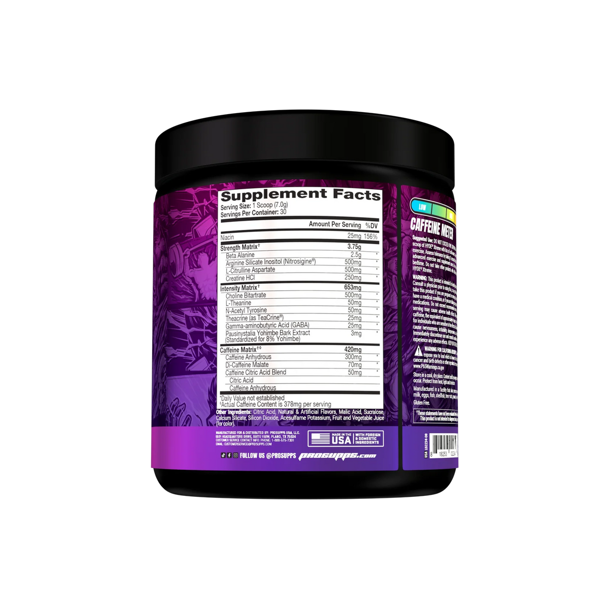 Prosupps Mr. Hyde Xtreme Pre Entreno 30 Servicios informacion nutricional