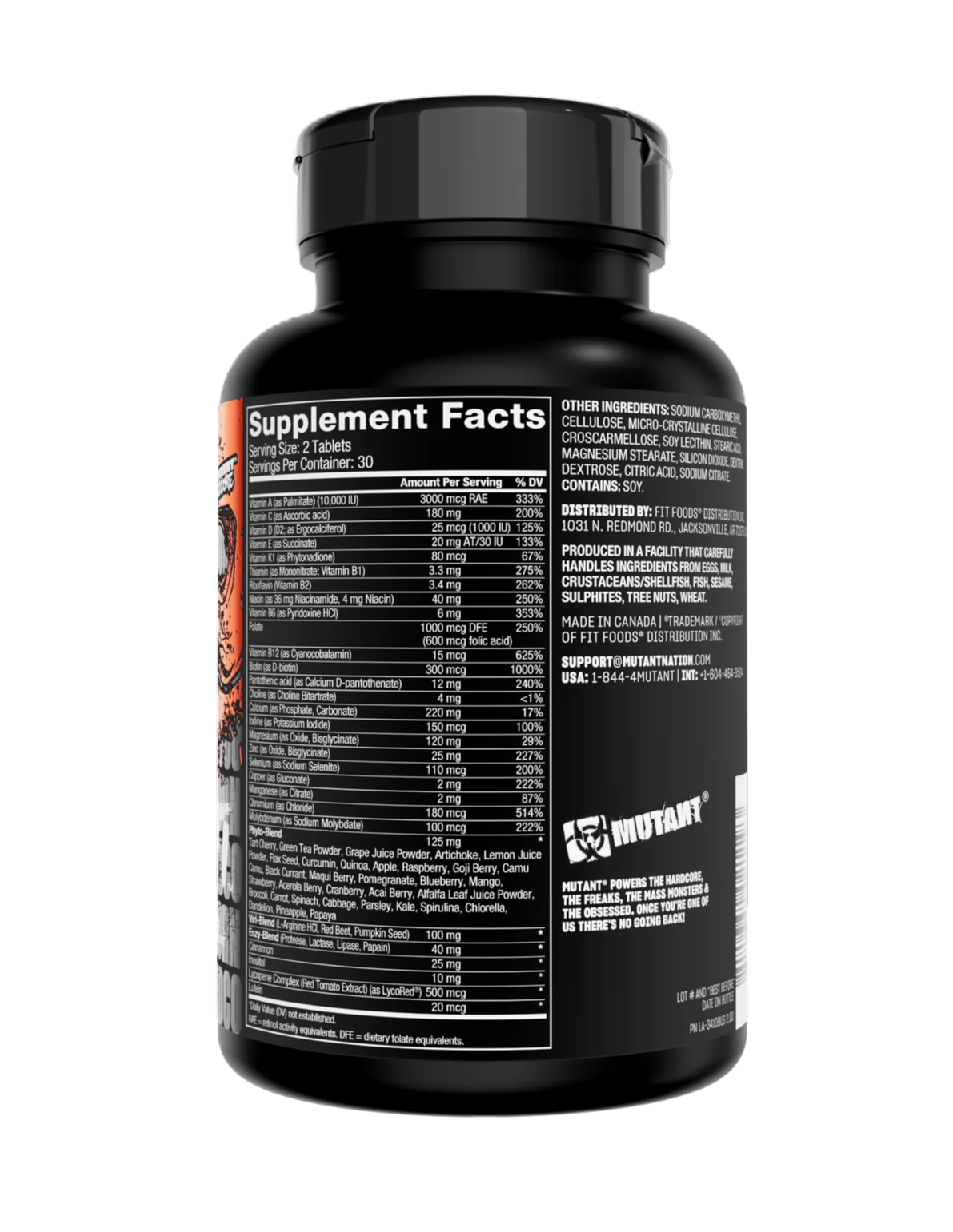 Mutant Multivitamínico Multi 60 Cápsulas 30 Servicios informacion nutricional 2